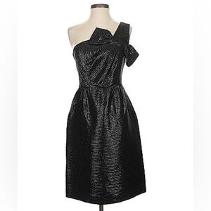 Kate Spade Black Cocktail Dress Size 6 One Shoulder with Bow Detail